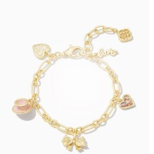 Love Shack Fancy x Kendra Scott Gold Charm Bracelet in Pink Mix